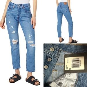 Levi's 501 Skinny Women's Jeans Size 
24x28 destructed indigo wash NWT